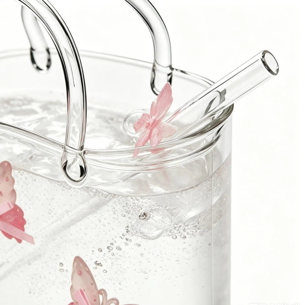 Purse Drinking Glass Straw Clear Vase Cocktail Wine Glasses Iced