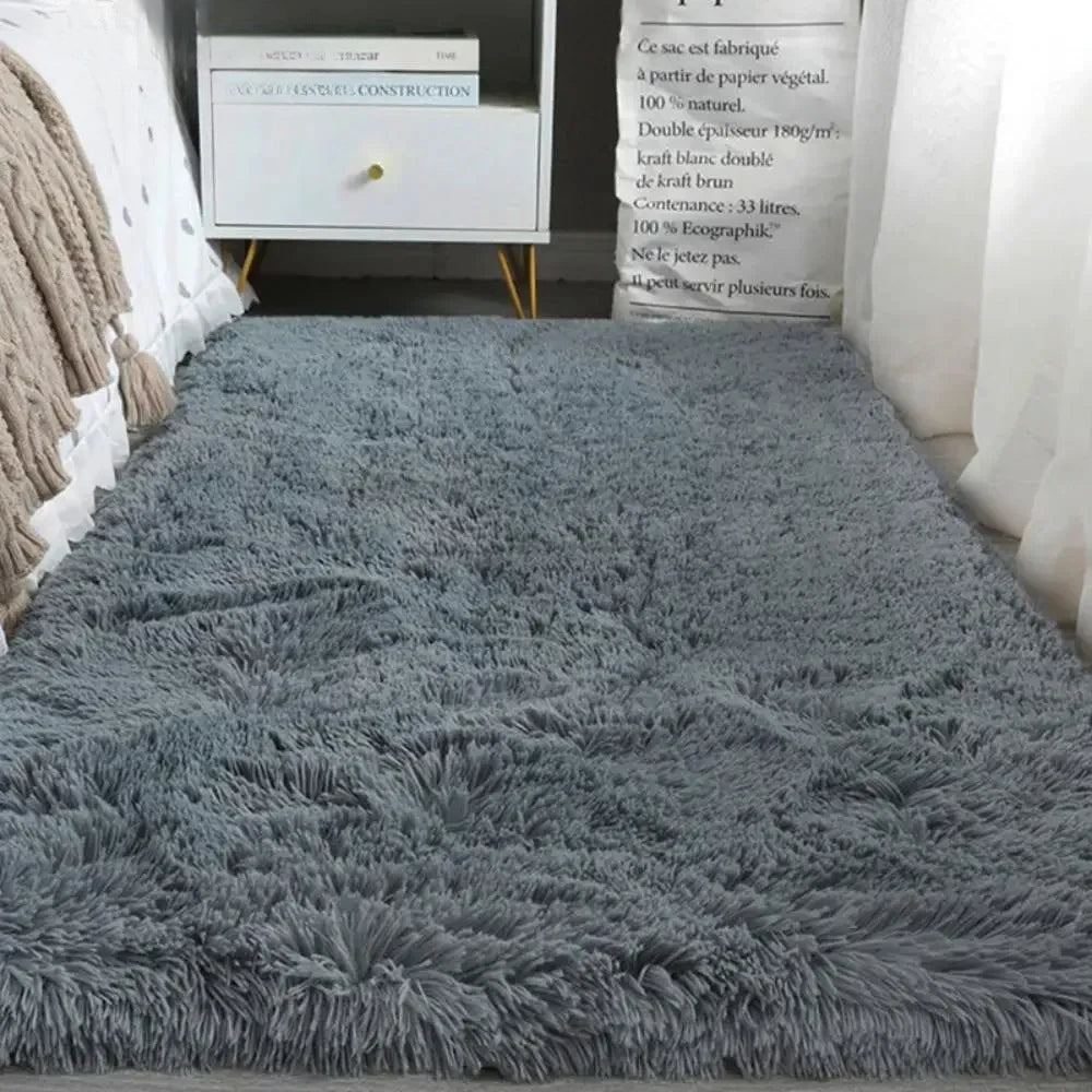 VIKAMA Silk wool Solid Colour Living Room Bedroom Bedside Sofa Soft Mat Home Light Luxury Non-slip Dirty Resistant Washable Rug Zpaxo
