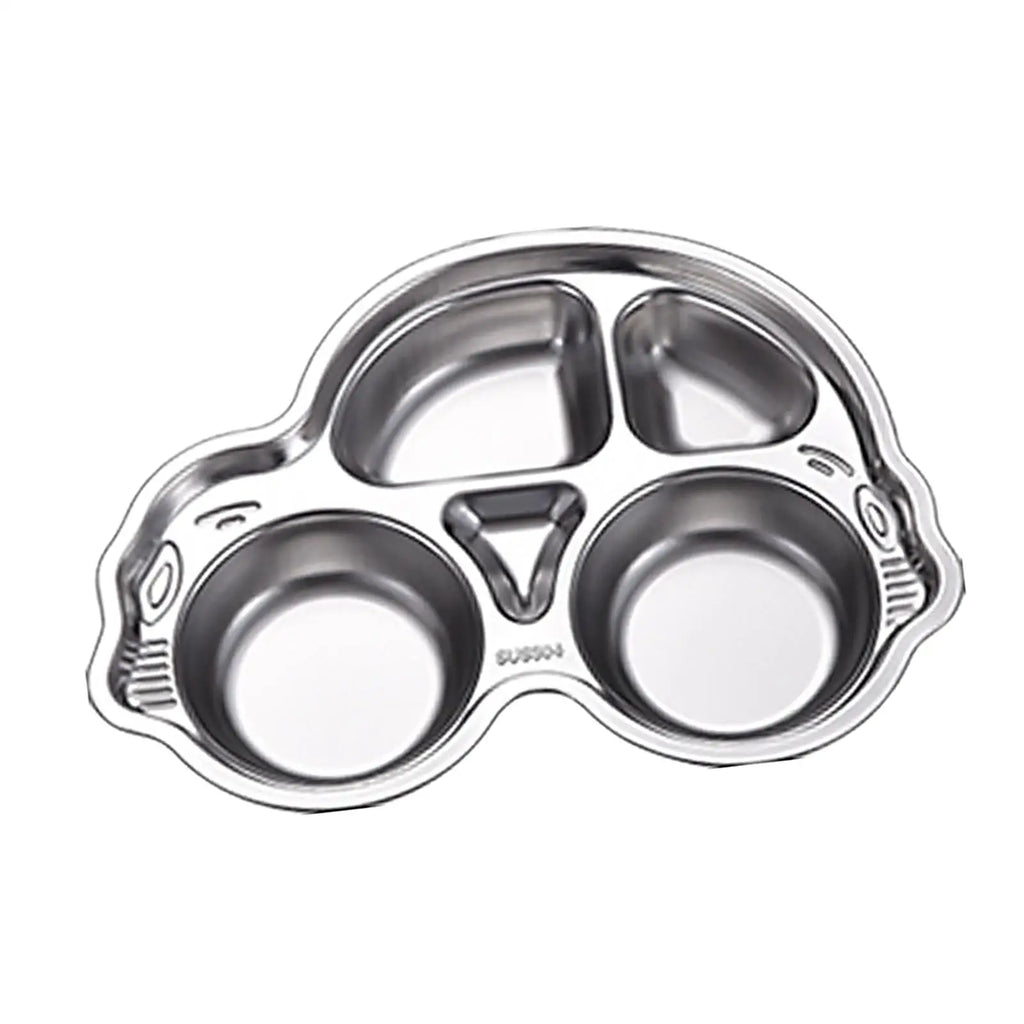 Kids Stainless Steel Divided Meal Tray | Unbreakable Compartment Plate Kids Divided Plate Zpaxo Car