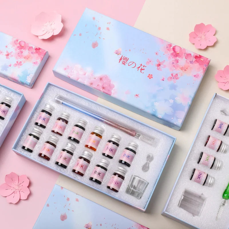 Sakura Glass Dip Pen Set – Gradient Color Gift Box