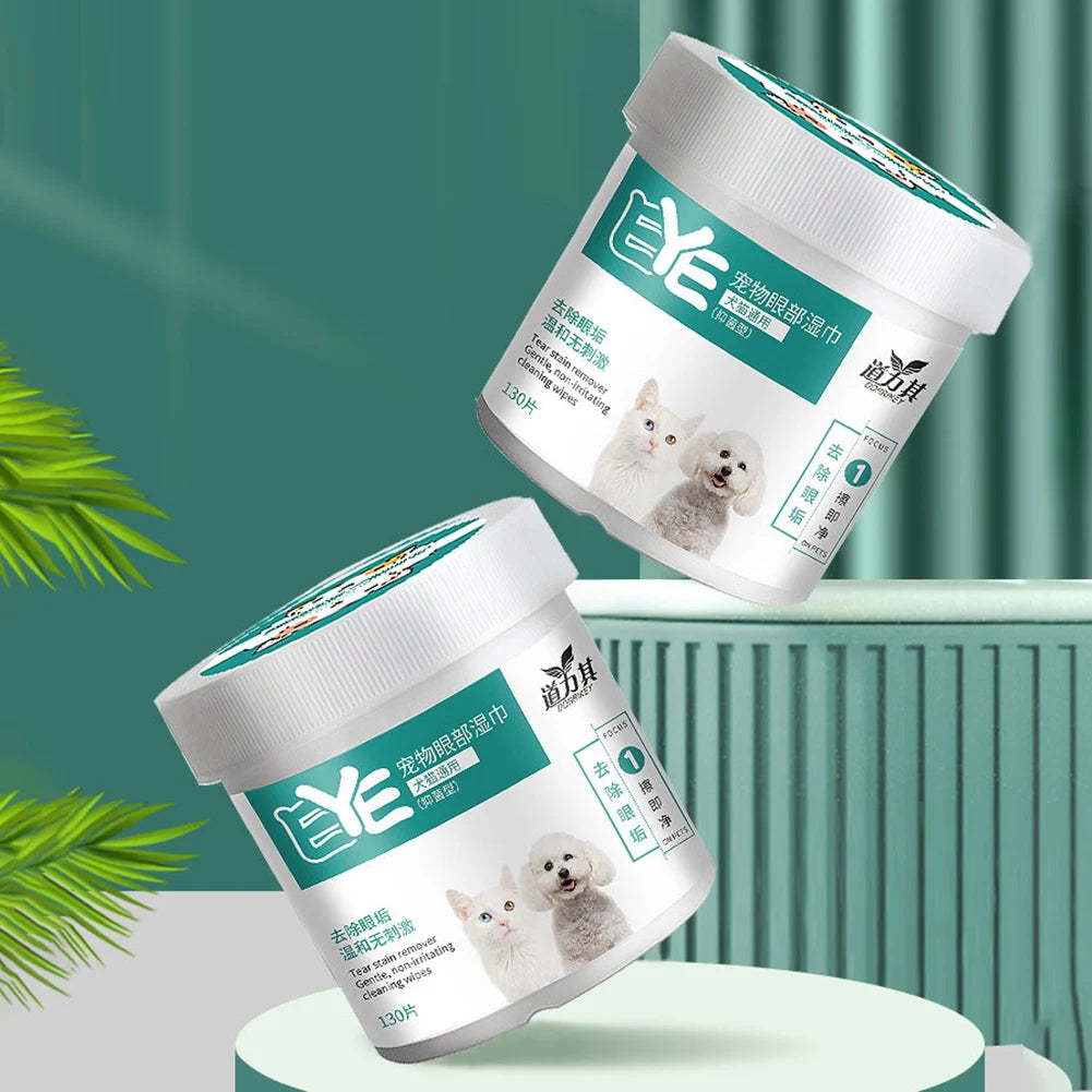 130 Count Dog Eye Wipes Eye Wash Pads All-Natural Cat Dog Eye Cleaner Aloe Vera Pet Wipes Removes Dirt Discharge for Dogs Cats Zpaxo