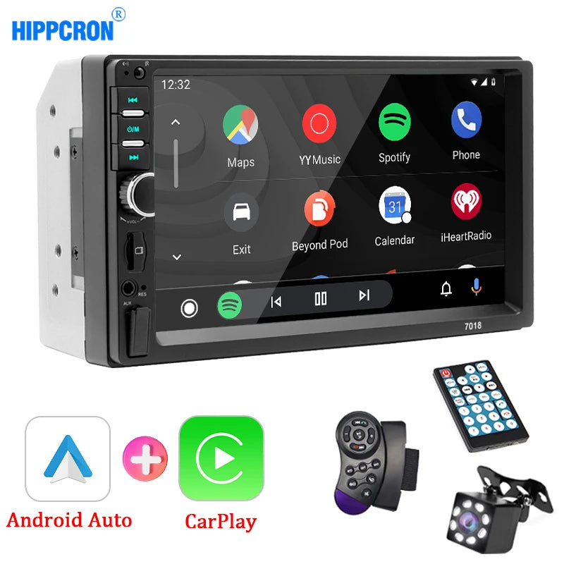 Hippcron 7 Car Radio 2 Din Stereo Receiver Audio HD Mp5 Multimedia FM