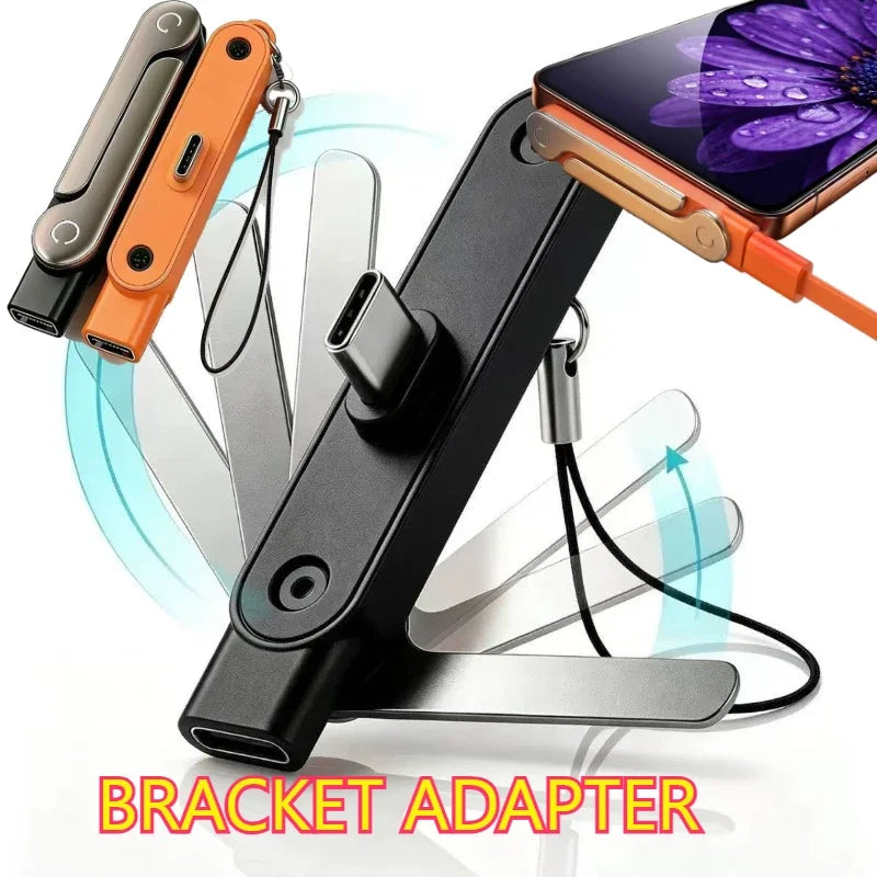2-in-1 Fast Charging Cord Side Charging Portable Charging Phone Stand with 240W Charging Support and Foldable Mounting Stand Zpaxo