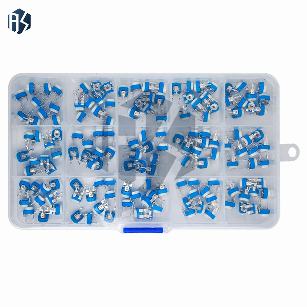 150pcs Variable Resistor Boxed RM065 Potentiometer Adjustable Resistor Kit 500k 200k 1K 100R 1M 20K 10K 500R 50K 5K 200R 30K Zpaxo