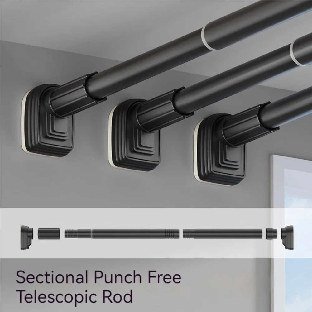Up To 2.7m Adjustable Stainless Steel Shower Curtain Rod Clothes Drying Rack No-Drill Telescopic Pole for Laundry Room Bathroom Zpaxo