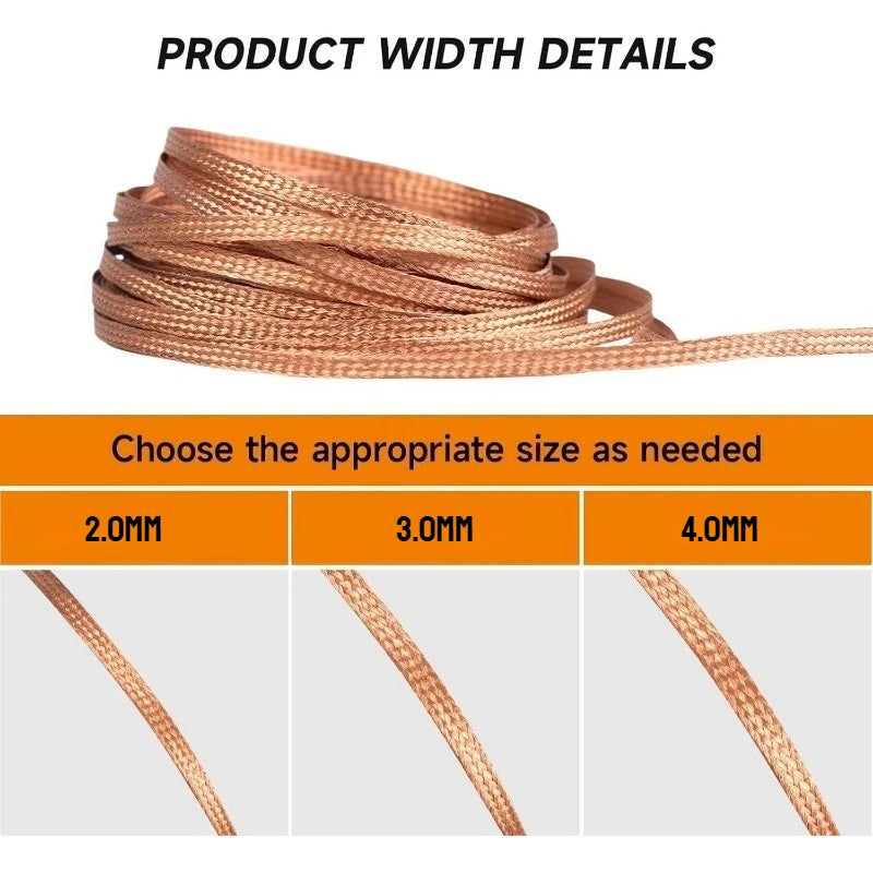 Anti-Oxidation Flexible Copper Braid Strap Pure Copper Grounding Cable for Electrical Equipment Earthing Connection Zpaxo