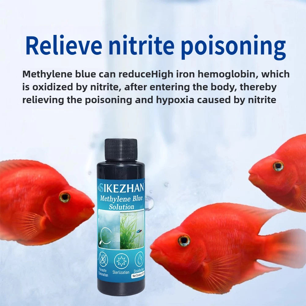 101ml Methylene Blue Solution Ornamental Fish for Aquarium Removal of White Spots and Fish Disease Medicine Koi Goldfish Betta Zpaxo
