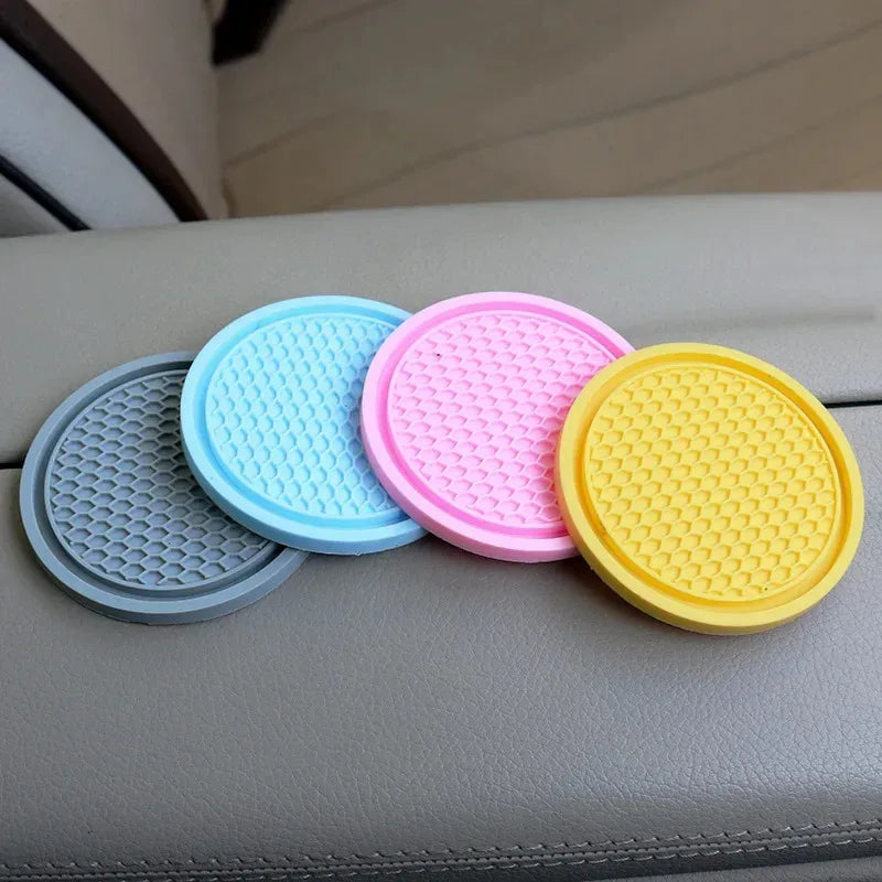 Anti-Slip Car Cup Holder Coasters – PVC Drink Pads 2/4 Pack