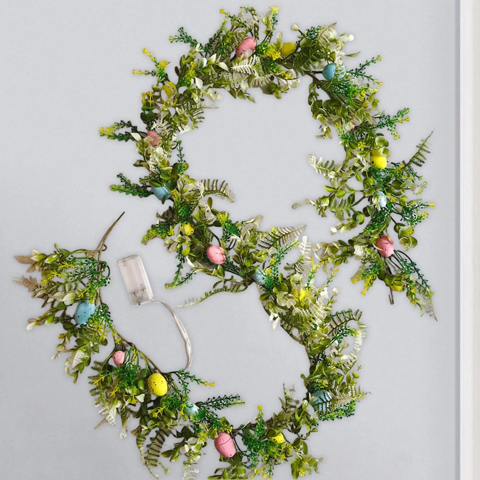 Easter Egg Garland Wreath Swag – 74.8" Green Leaves Decor Easter Garland Wreath Zpaxo