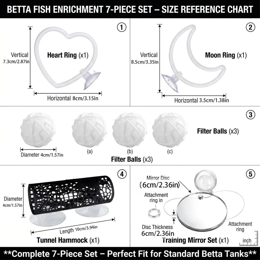 Betta Enrichment Toys 7 Training Moon Heart-shaped Ring Tank Decor