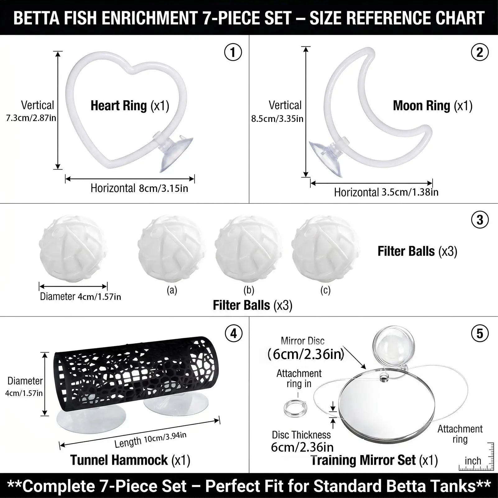 Betta Enrichment Toys 7 Training Moon Heart-shaped Ring Tank Decor