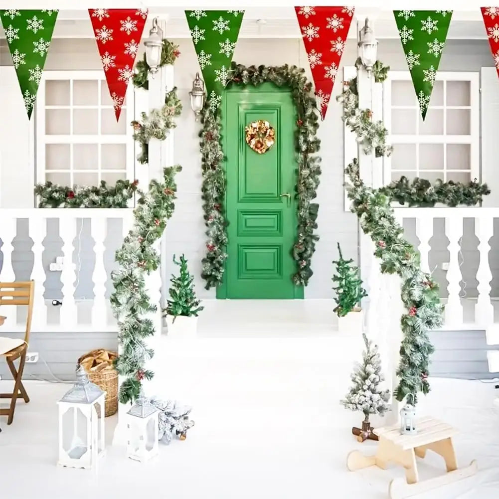 Christmas Snowflake Triangle Bunting Banner Winter Party Decorations