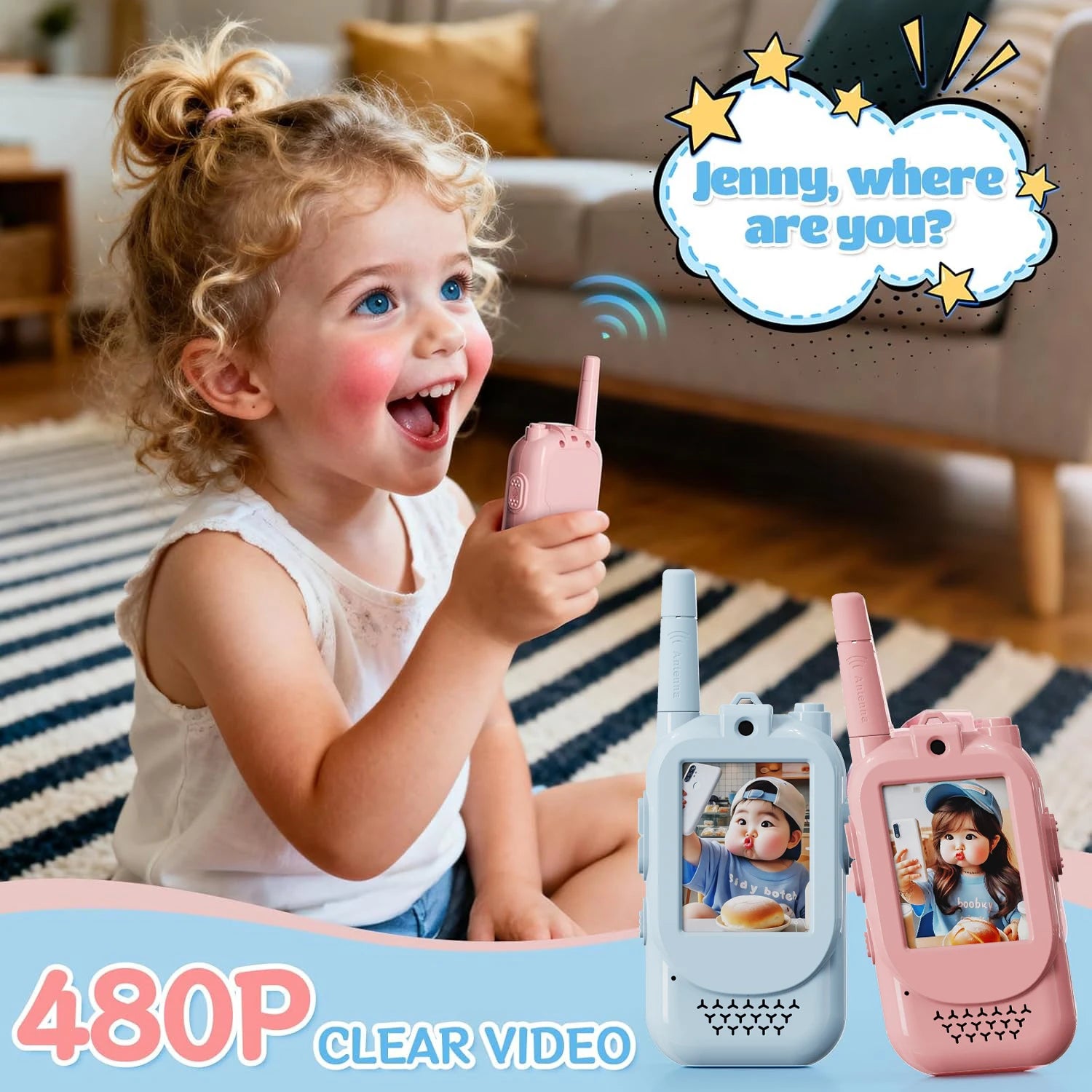 Children Kids Video Walkie Talkie Toys Outdoor 2 Pack Rechargeable Toddler Parent-Child Intercom With HD Camera For Boys & Girls Zpaxo