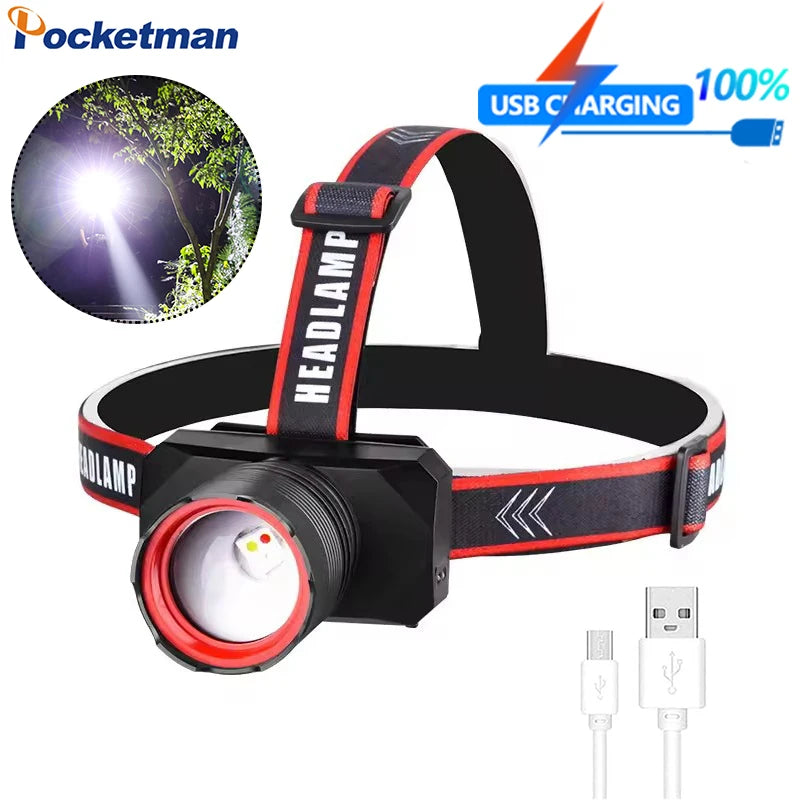 POCKETMAN LED Headlamp – White, Red & UV USB Rechargeable