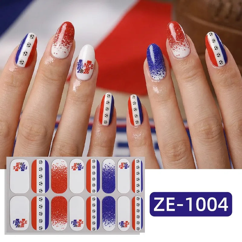 National Flag Theme Nail Stickers Soccer Nation Decals Ball Fans Zpaxo ZE-1004