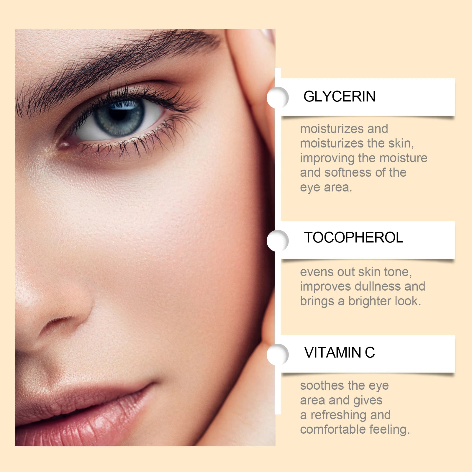 Anti Aging Eye Essence Oil Firming Brightening Reduce Wrinkle Fade Fine Lines Remove Puffiness Hydrating Smooth VC Eye Serum Oil Zpaxo