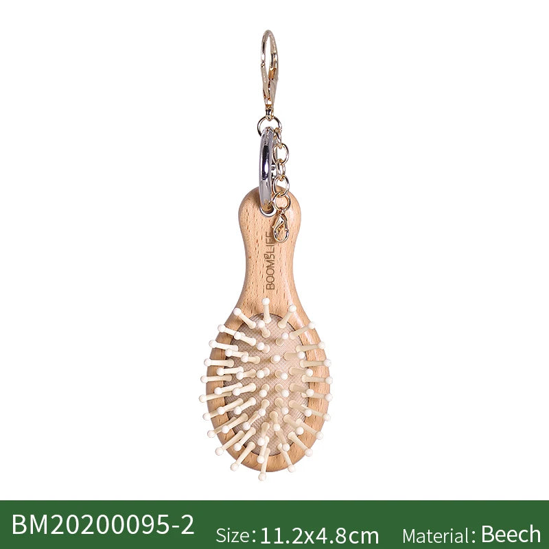Custom Portable Pocket Hair Comb Styling Small Travel Wide Tooth Comb Key Ring Mini Hair BrushWood Massage Brush Bag Pendant Zpaxo Mini Brush B China Mainland