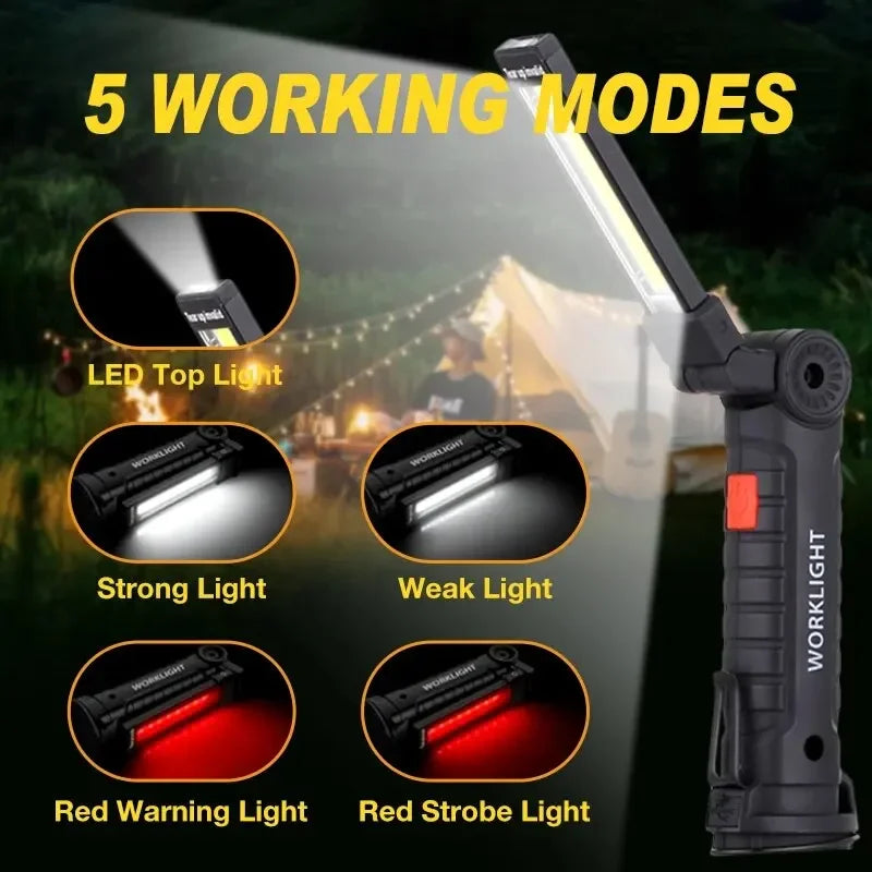 Rechargeable LED Work Light – Magnetic Base & 360° Rotation