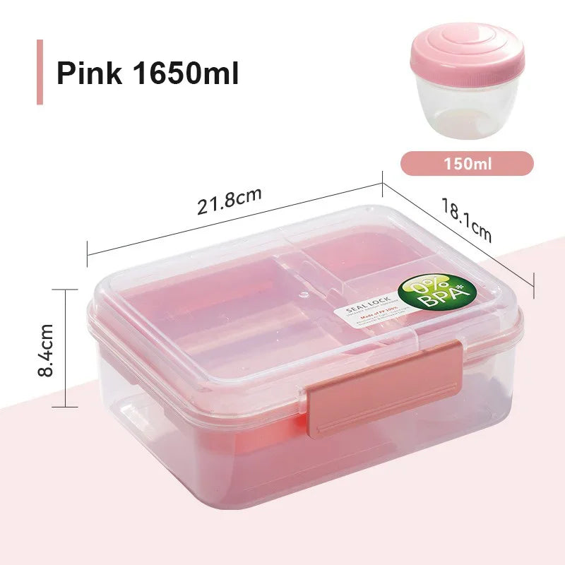 Portable Handle design Double layer Lunch box Compartment Bento Boxes Students Toddler Bento Containers Outdoor Salad Picnic box Zpaxo Large Pink
