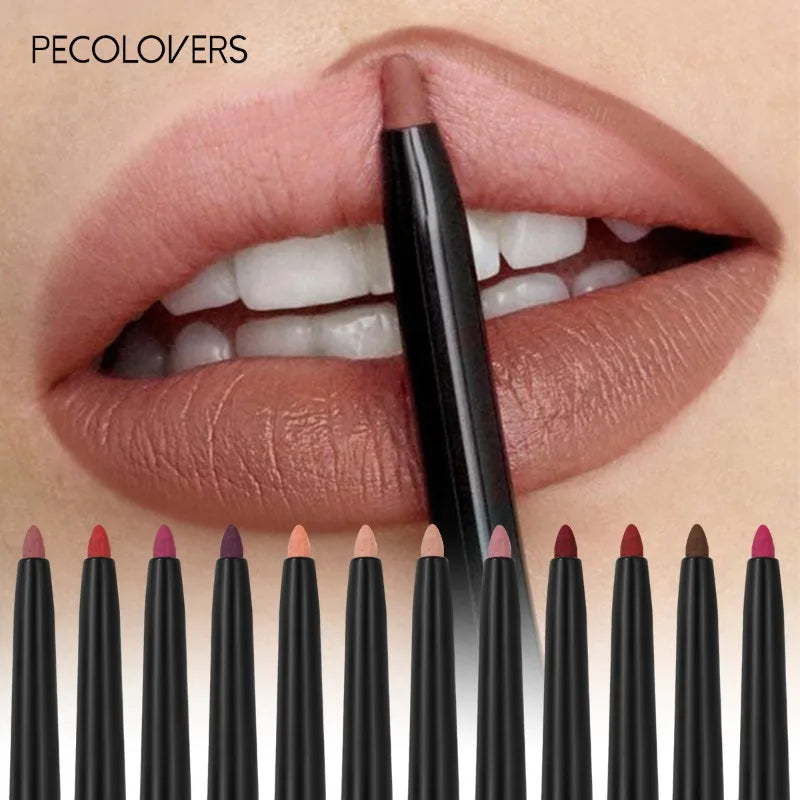 12-Color Matte Lipliner Waterproof Moisturizing Long-lasting Zpaxo