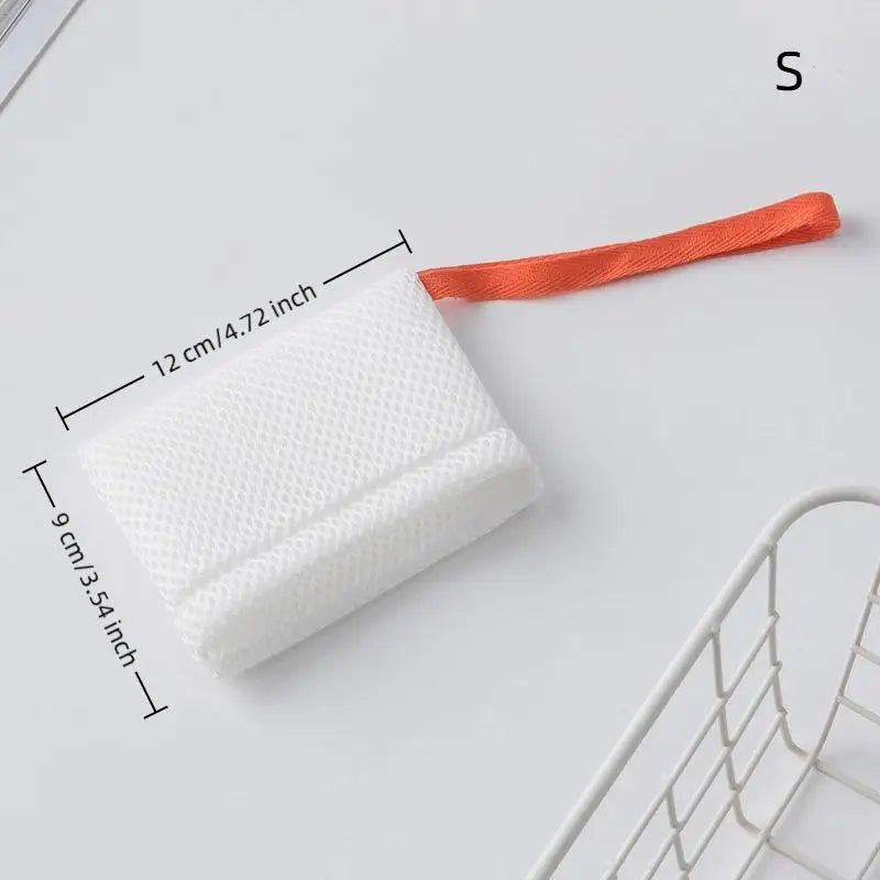 1Pcs Bath Cleansing Foaming Net Double-Sided Square/Oval Soap Bag Body Exfoliating Scrubber Sponges Bathroom Mesh Soap Pocket Zpaxo S White