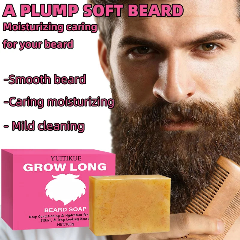 GROW LONG Beard Soap 100g – Moisturize, Condition & Deep Clean Beard Cleansing Soap Zpaxo