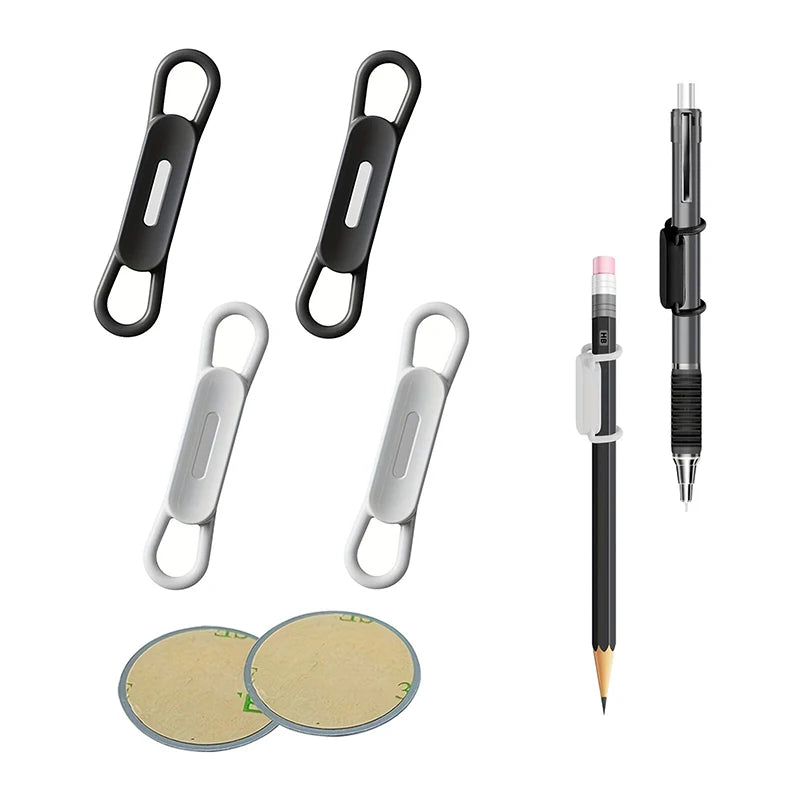 Magnetic Pen Pencil Holder Silicone Adjustable Pens Stand For Desktop Refrigerator White Boards Office Desktop Marker Organizer Zpaxo 2 Black 2 White