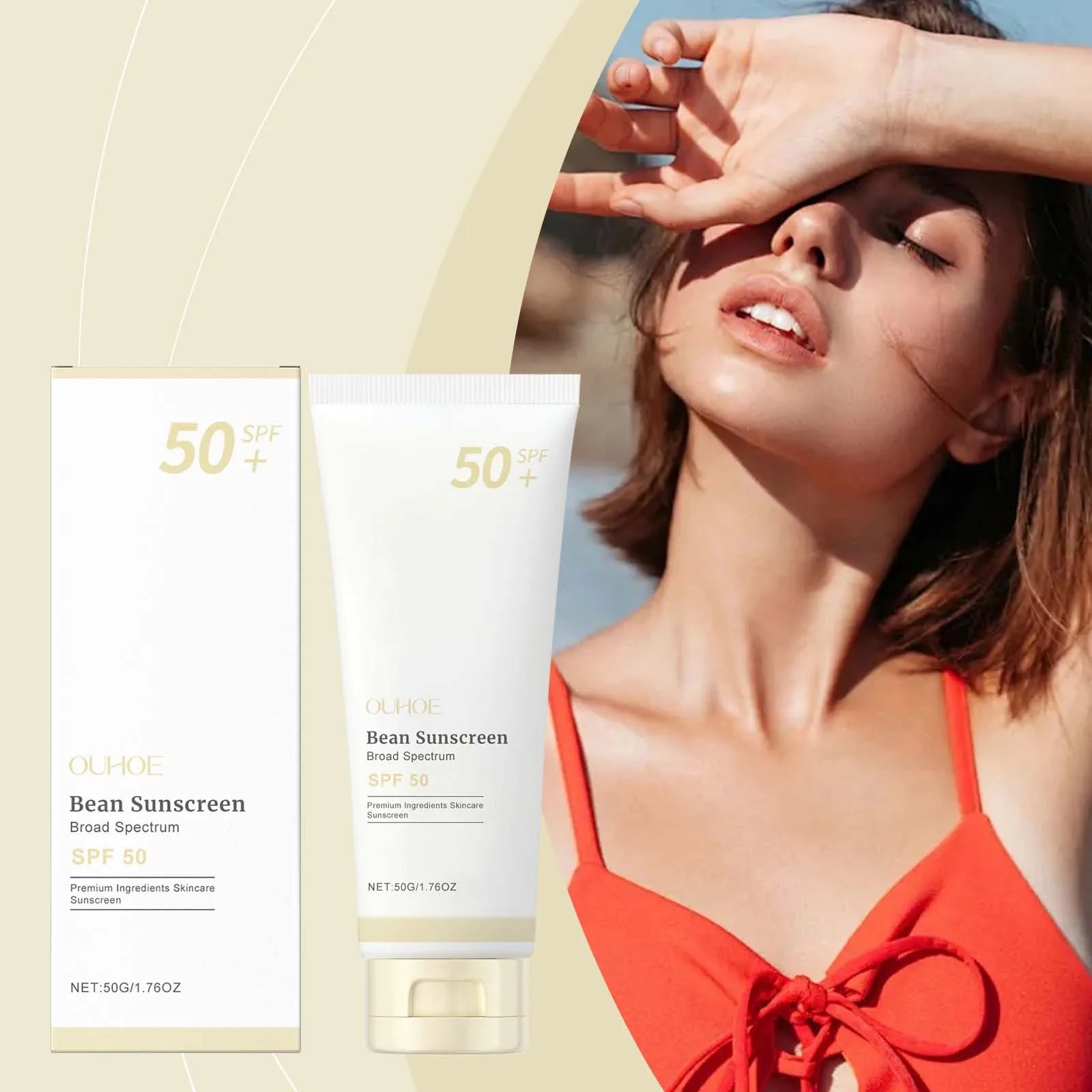 Ouhoe SPF 50+ Moisturizing Sunscreen UVA/UVB Broad Spectrum Moisturizing Sunscreen Zpaxo