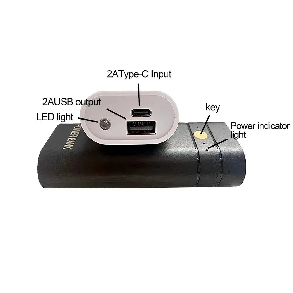 5V 2A 6000mAh 2X 18650 USB Type-C Battery Charger Case DIY Power Bank Box For Phone Electronic Charging Not Including Batteries Zpaxo