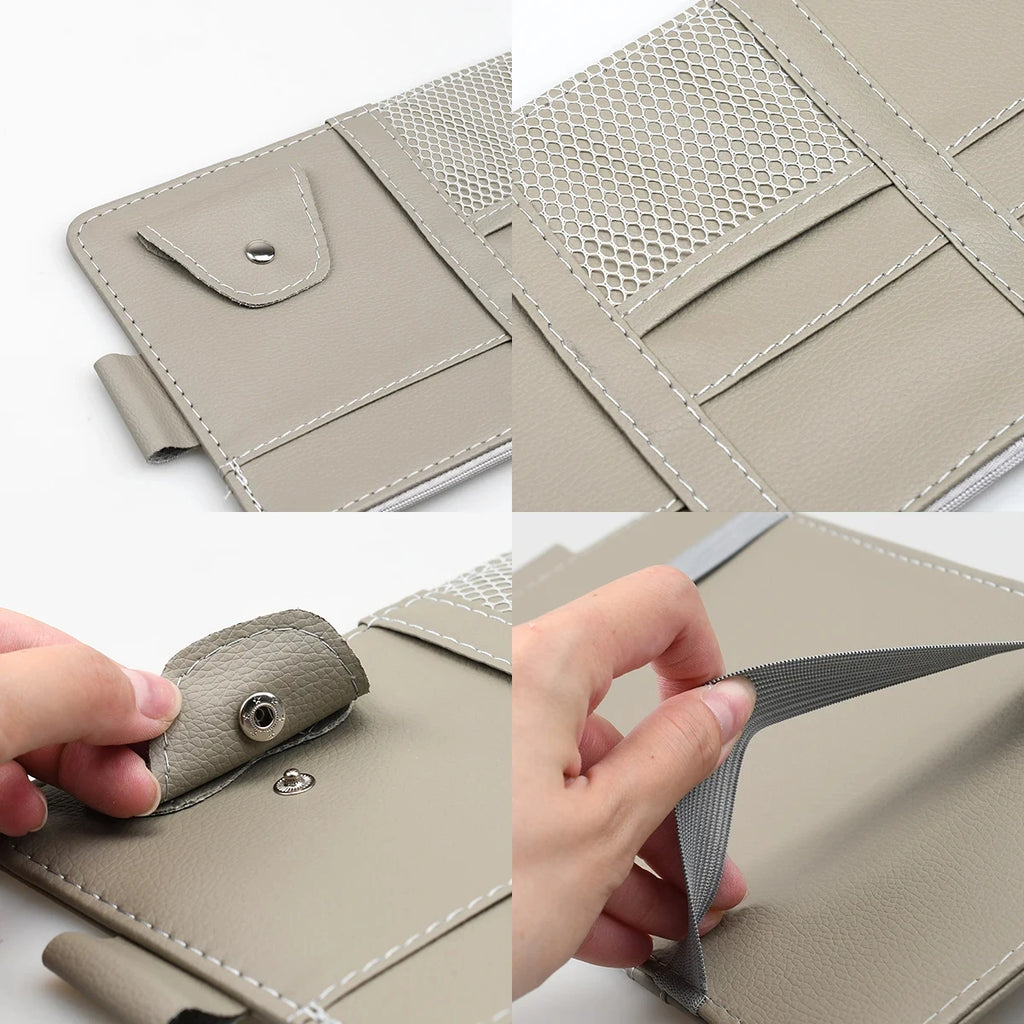 PU Leather Car Sun Visor Organizer – Multi-Pocket Holder Car Visor Organizer Zpaxo