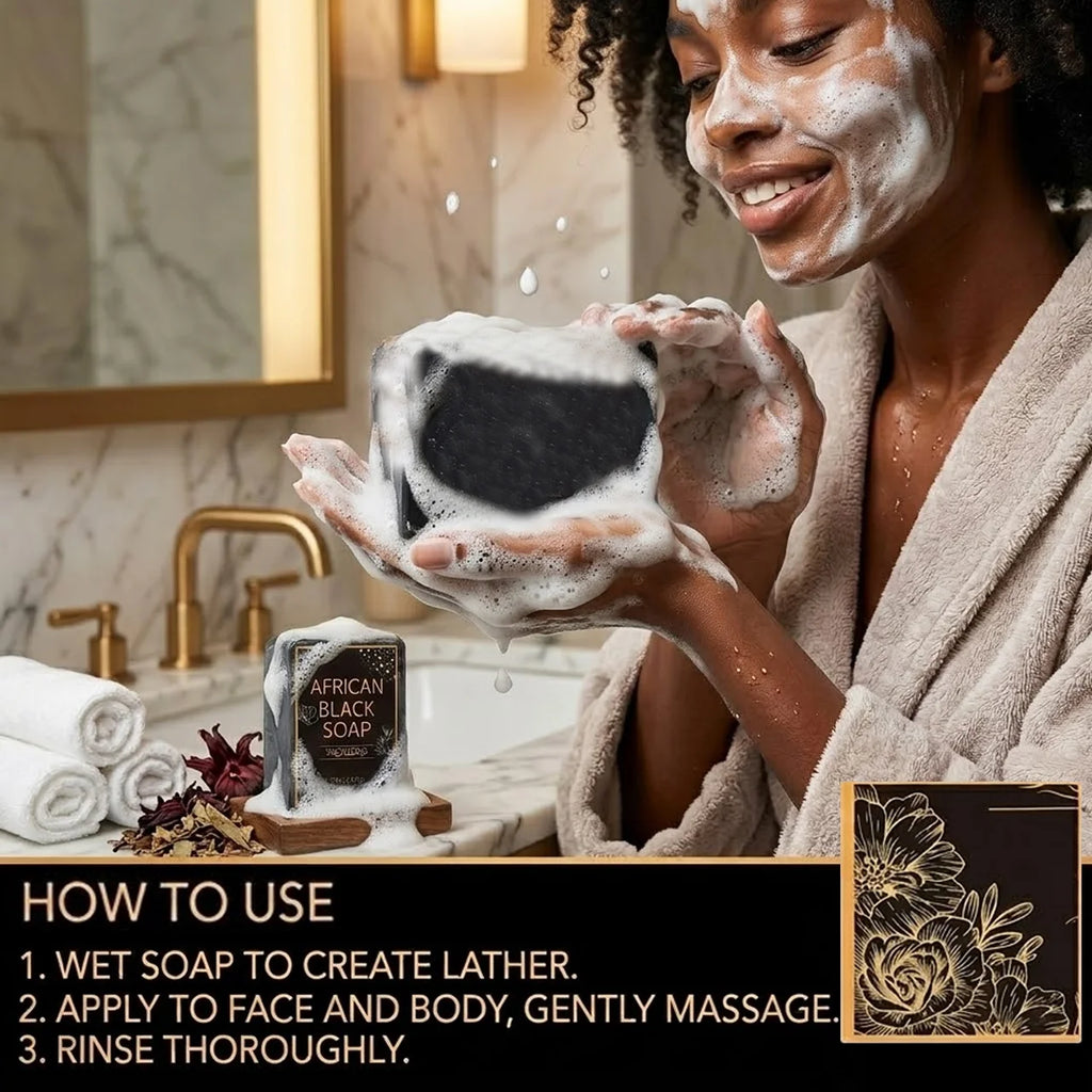 African Black Soap with Shea Butter – Deep Cleanse & Hydrate Handmade Bar Soap Zpaxo