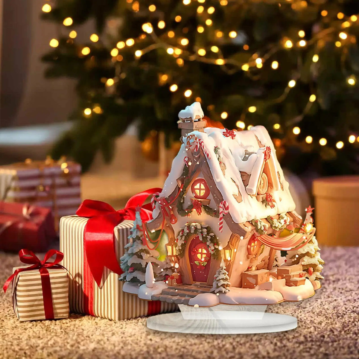 2D Acrylic Cottage Ornament LED Light Christmas Village Houses Zpaxo