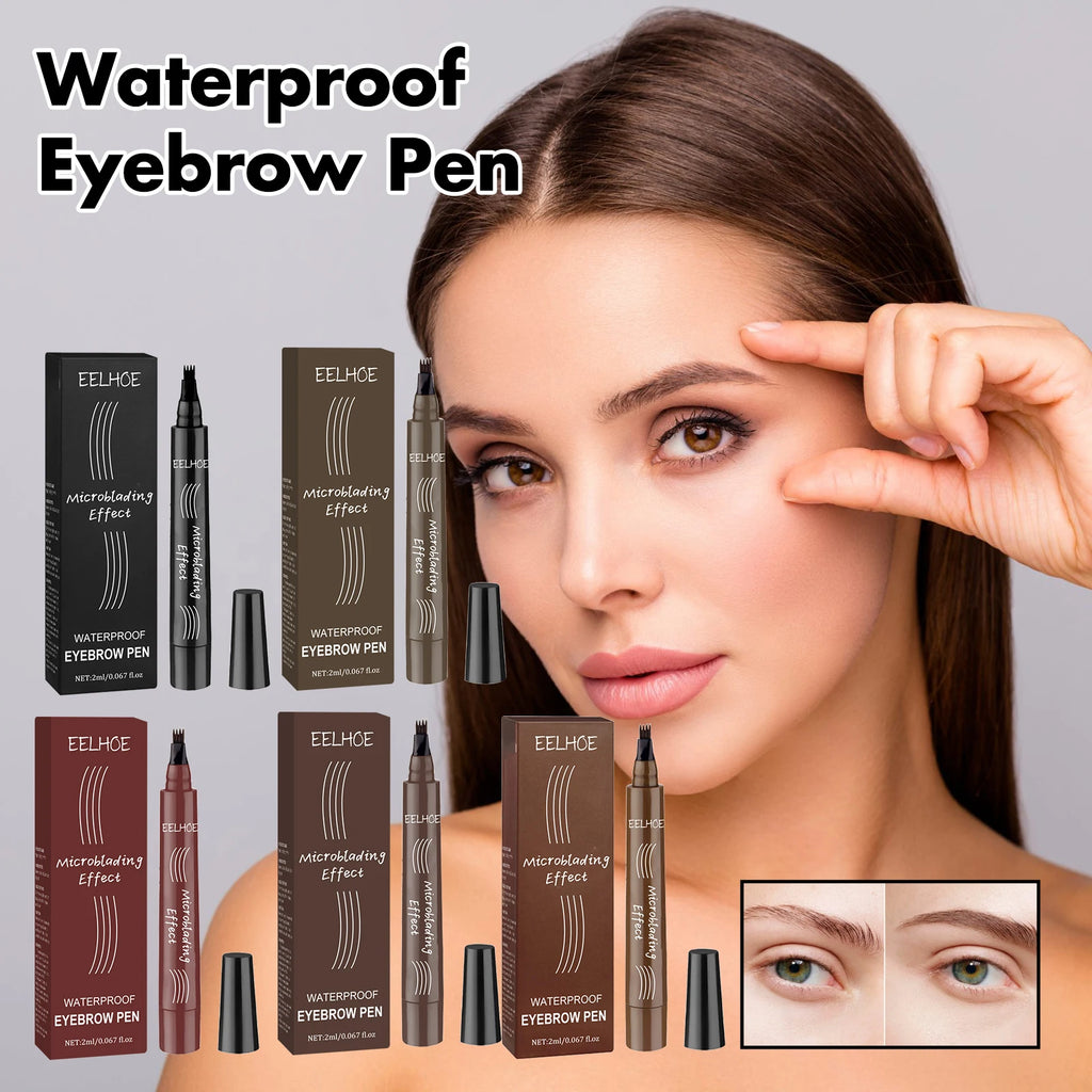 4 Point Eyebrow Pencil 4 Prong Tip Eyebrow Pen 4 Fork Eyebrow Pencil Waterproof Liquid Eyebrow Pencil Long Lasting Like Real Zpaxo