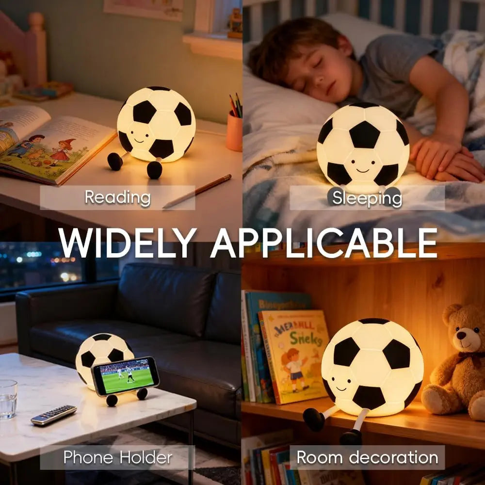 Silicone Soccer Night Light Rechargeable Dimmable Football Sleeping Nightlights Beside Table Lamp For Bedroom Decor Zpaxo