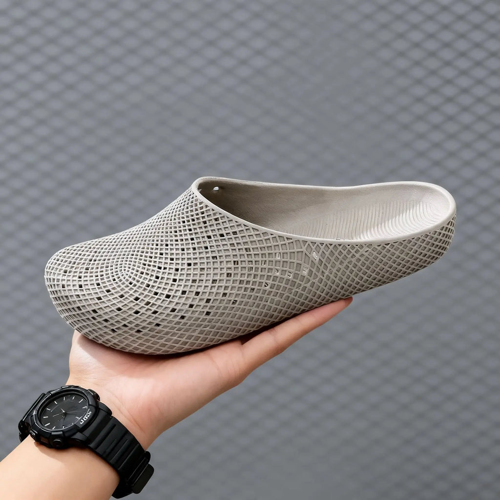 Men's Summer Kitchen Shoes Breathable Mesh Slip-on Half-toe Clogs