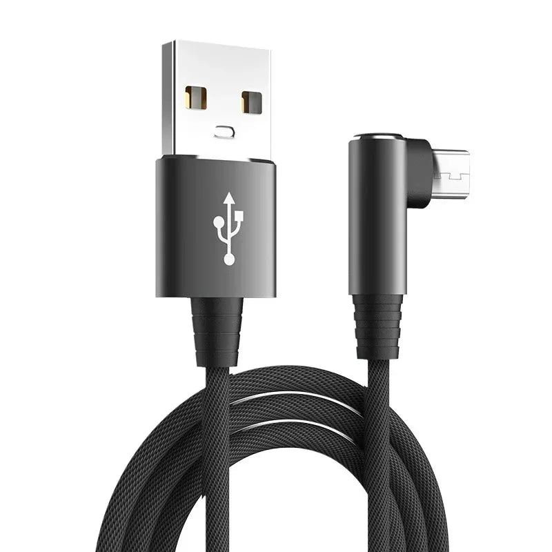 90° Elbow Micro USB Cable 3A Fast Charging – 1 or 3 Pack