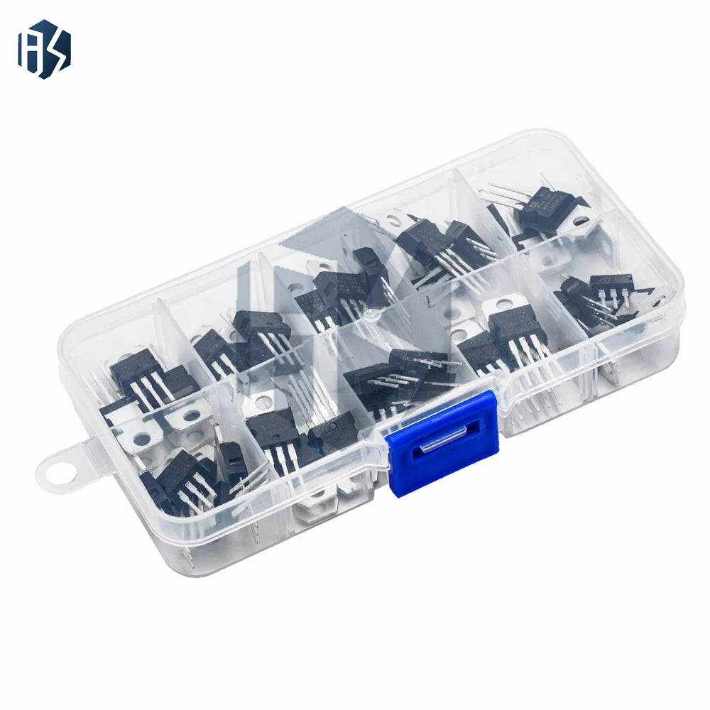 50PCS 10-Value Voltage Regulator IC Kit: LM317T & L78xx Series (L7805CV to L7824) in TO220 Package Zpaxo