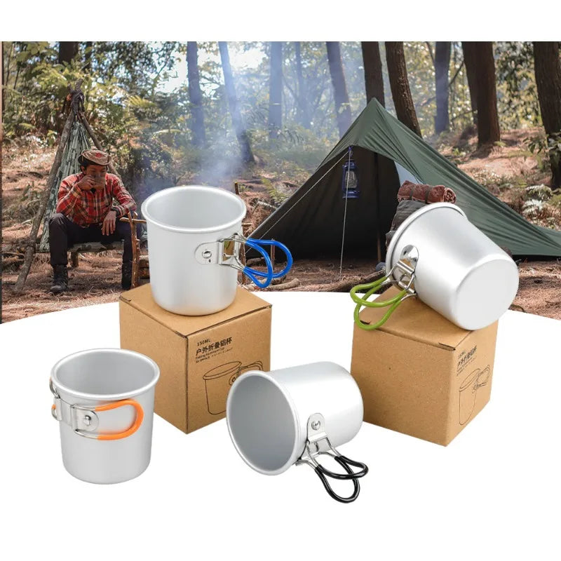 Hot 150ml Outdoor Camping Folding Aluminum Cup, Portable Coffee Mug, Aluminum Alloy Beer Cup, Camping Tea Cup Zpaxo