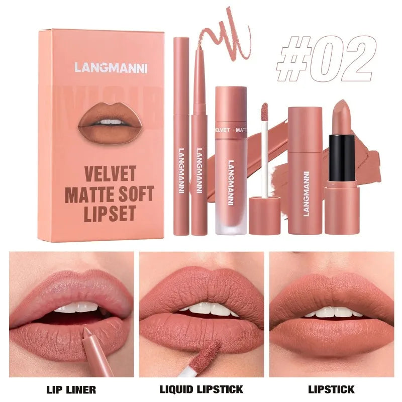 Lip Liner Lipstick Waterproof Long-lasting Gloss Matte Velvet Nude