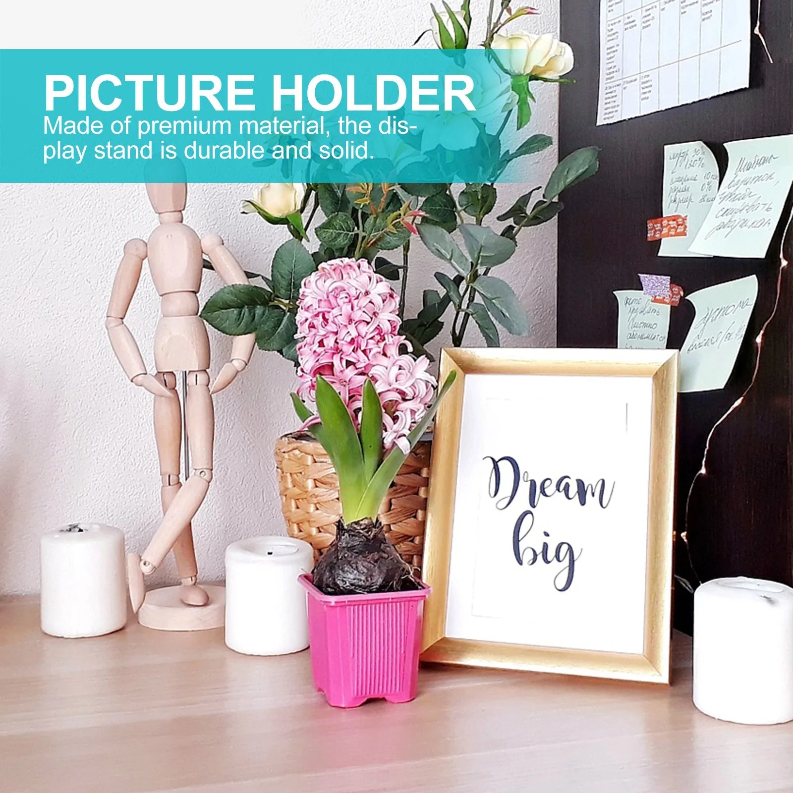 Premium Plastic Photo Frame Holders Trapezoid Shape Desktop Display