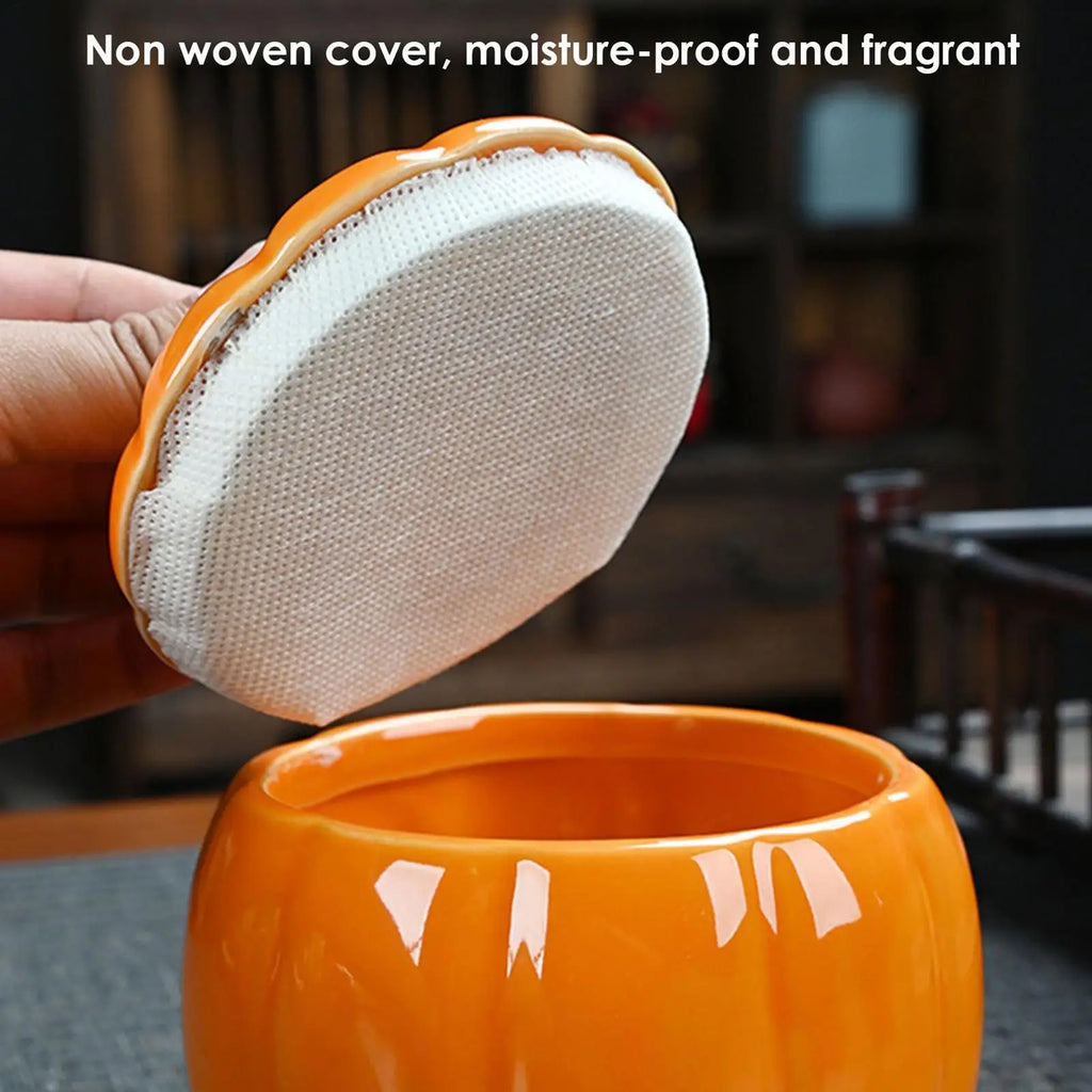 Ceramic Pumpkin Tea Jar Kitchen Storage Lid Airtight Food Container