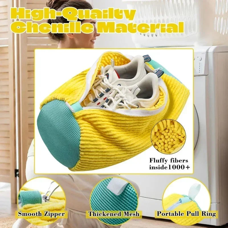 Laundry Bags Shoe Washing Machine Bag-with Zipper Laundry Bag with Rich Fluff Inside,Perfect for Sneakers with Shoe Brush Zpaxo