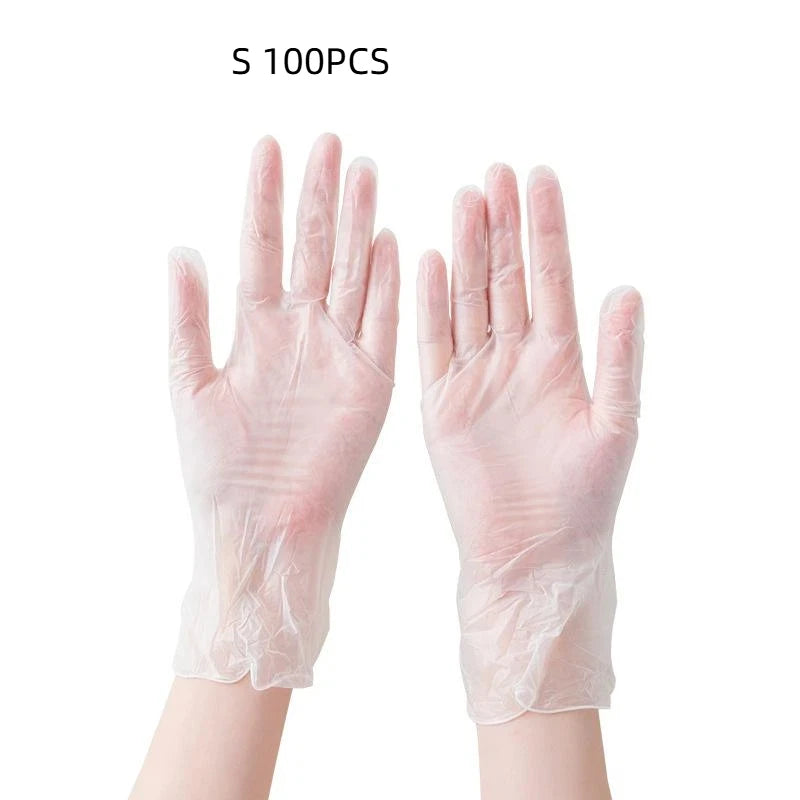 100 Disposable PVC Gloves Transparent Thickened Plastic Household