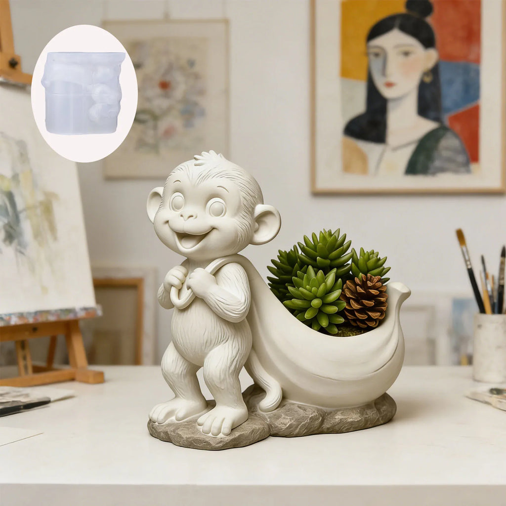 Monkey Flower Pot Silicone Mold – DIY Candle & Epoxy Casting