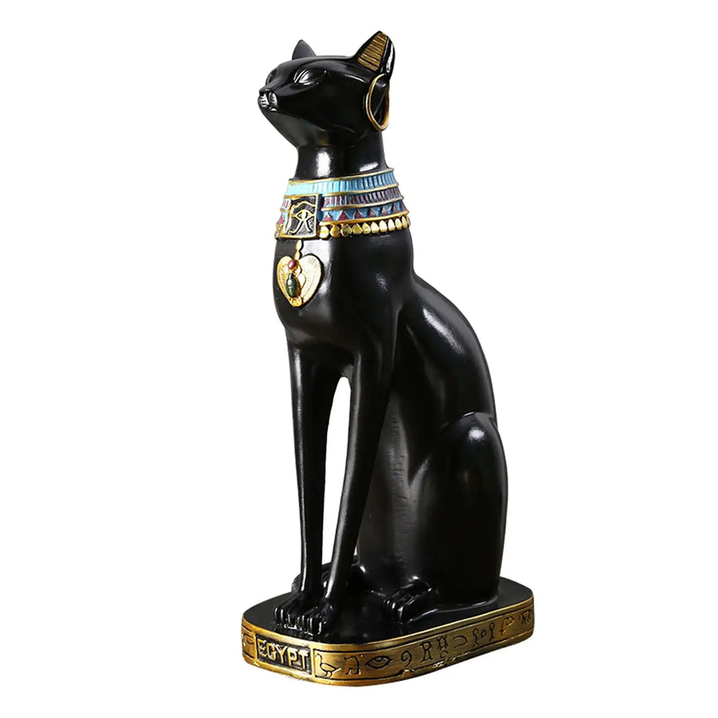 Egyptian Cat Goddess Bastet Statue Ornament Egypt Collectible Animal Sculpture Figurine for Office Shelf Table Desk Cabinet Zpaxo