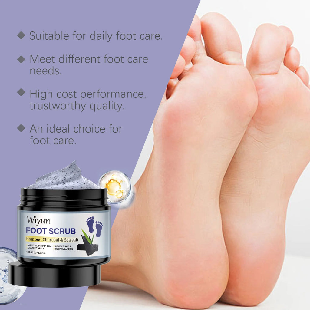 Exfoliating Foot Scrub with Bamboo Charcoal Sea Salt Dead Skin Removal Soften Feet Skin Deep Cleansing Feet Smoothing Care Zpaxo