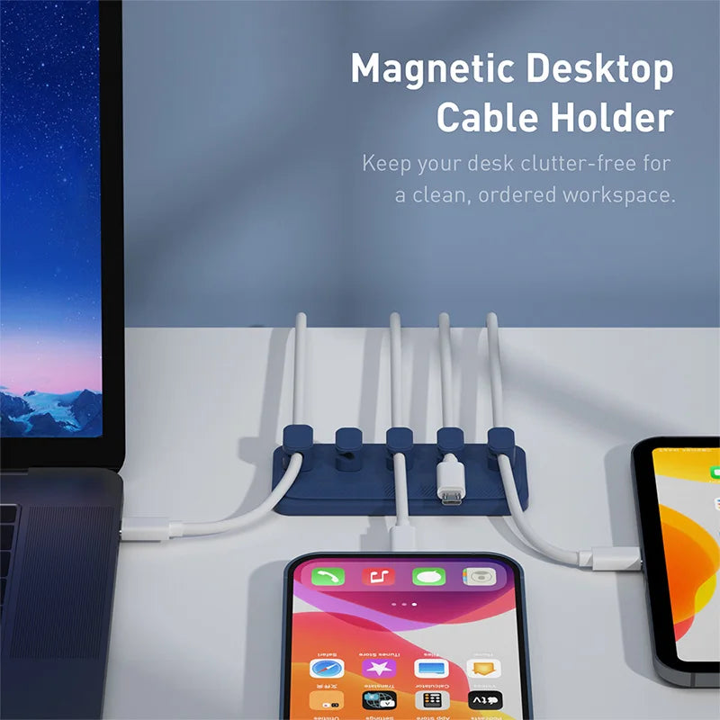 Self-adhesive Silicone Magnetic Cable Organizer USB Data Charging