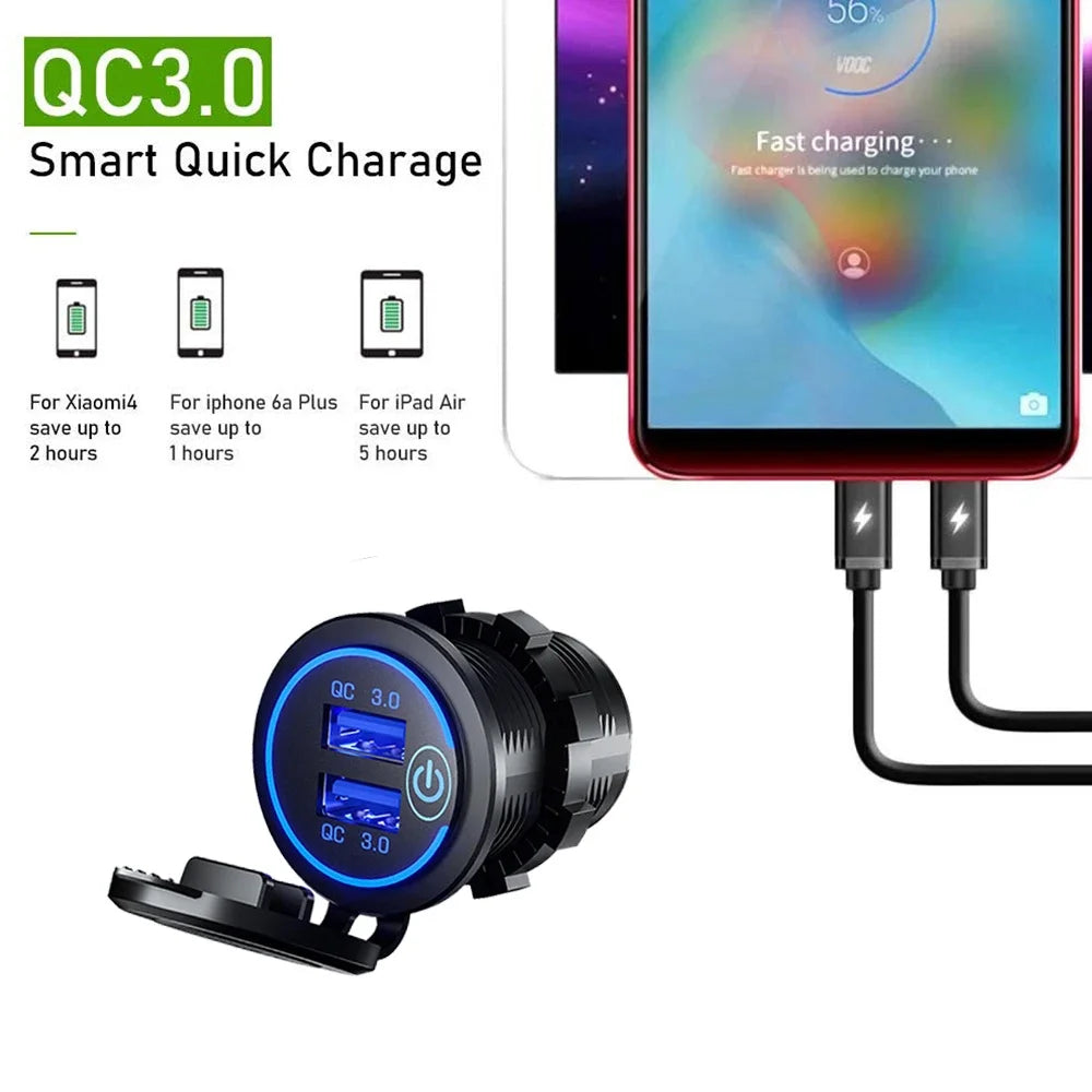Quick Charge 3 0 Dual USB Fast Car Charger Socket Accessories Zpaxo