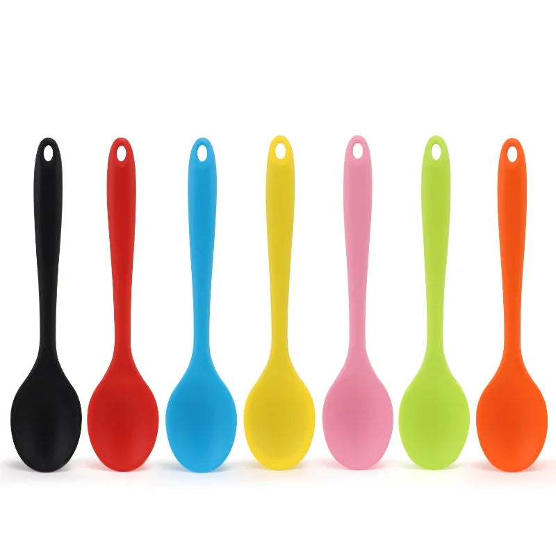 Hot Silicone Spoon Tableware Small Mixing Spoon Denser Salad Seasoning Denser Spoon Kitchen Small Tool Zpaxo