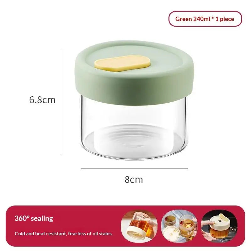 CM1Pc 240 Glass Food Storage Jar Sealed Juice Container Cereals Zpaxo 240ml Green